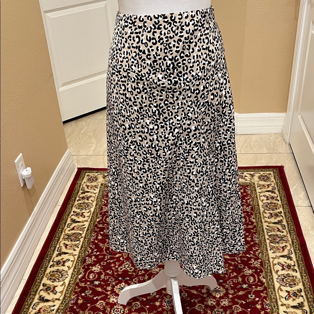 DKNY Black and cream Animal Print A-Line Skirt